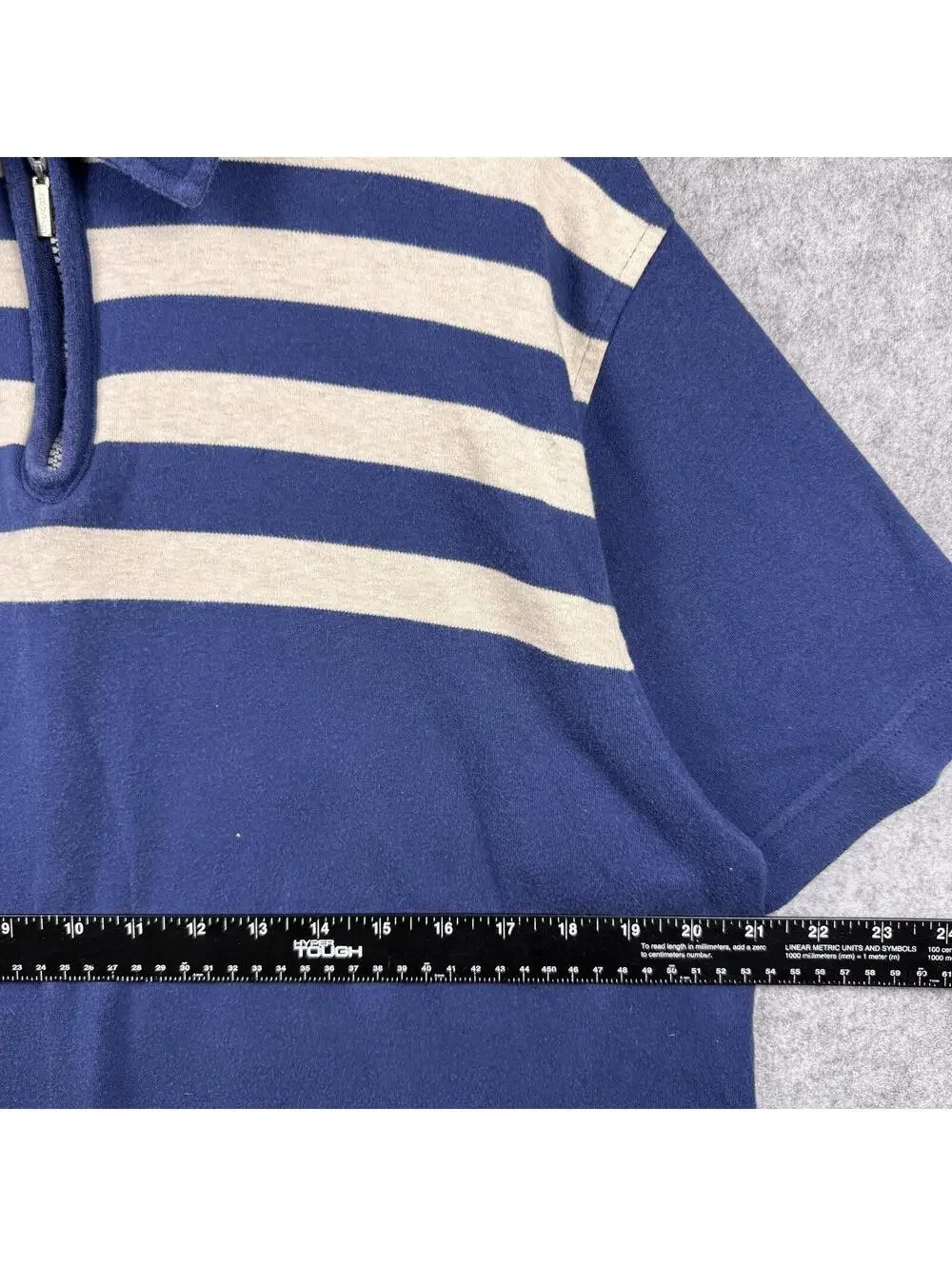 Vintage Levi's Striped Quarter Zip Shirt Short Sleeve Colorblock Navy Blue XL